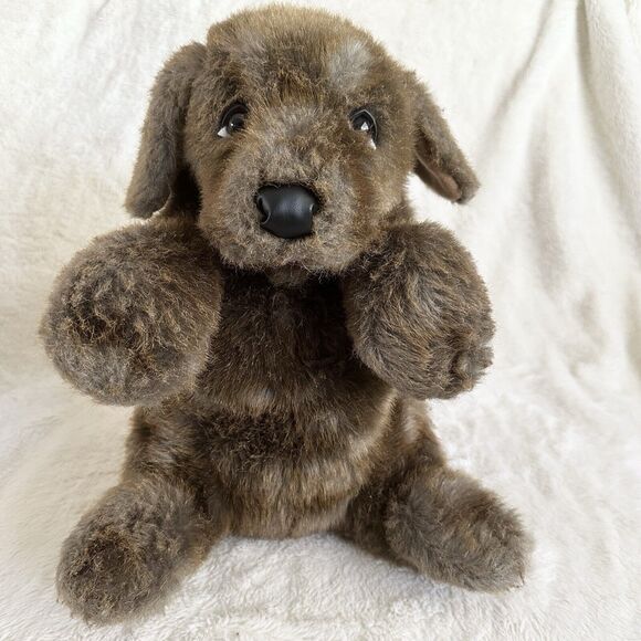 Folkmanis Sitting Brown Dog Hand Puppet 14” FolkTails Theater Pretend Toy - Picture 1 of 6